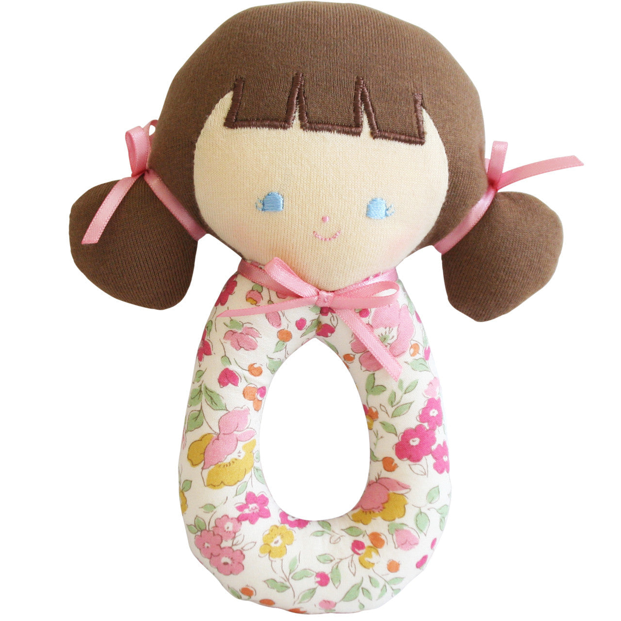 Alimrose Audrey grab rattle in Rose Garden floral
