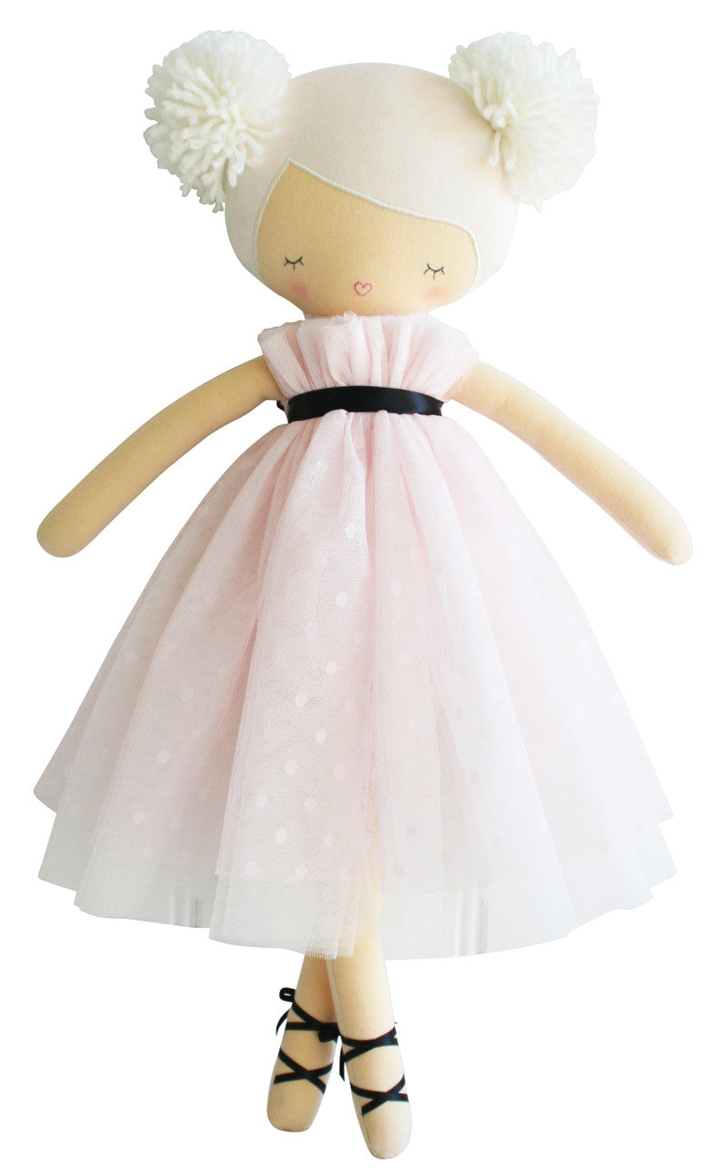 Alimrose Scarlett pom pom doll 48cm in pink tulle dress