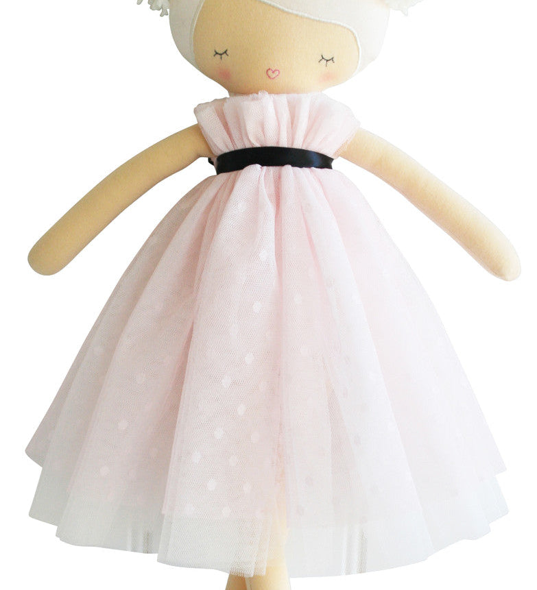 Alimrose Scarlett pom pom doll 48cm in pink tulle dress