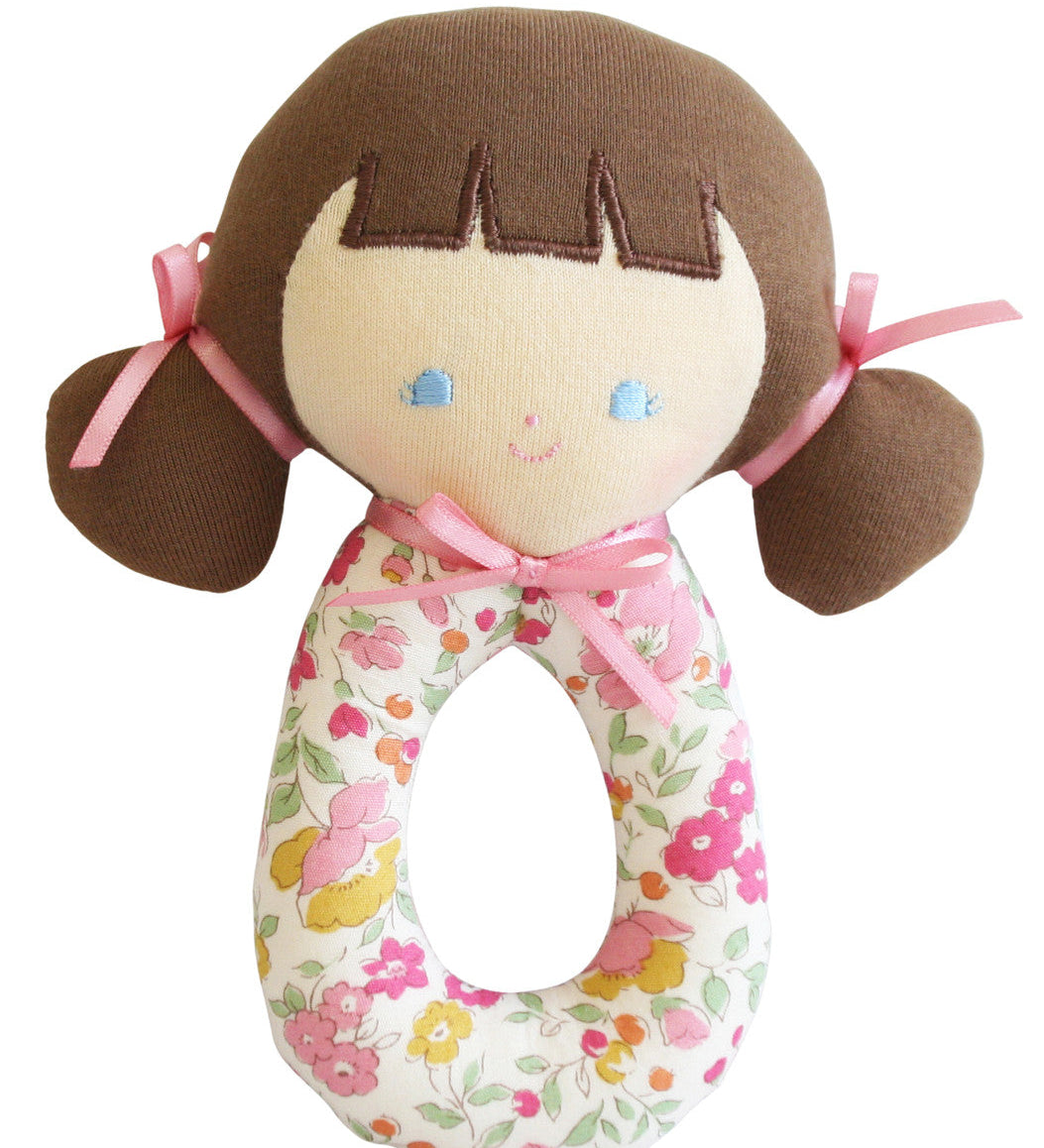 Alimrose Audrey grab rattle ring handle detail